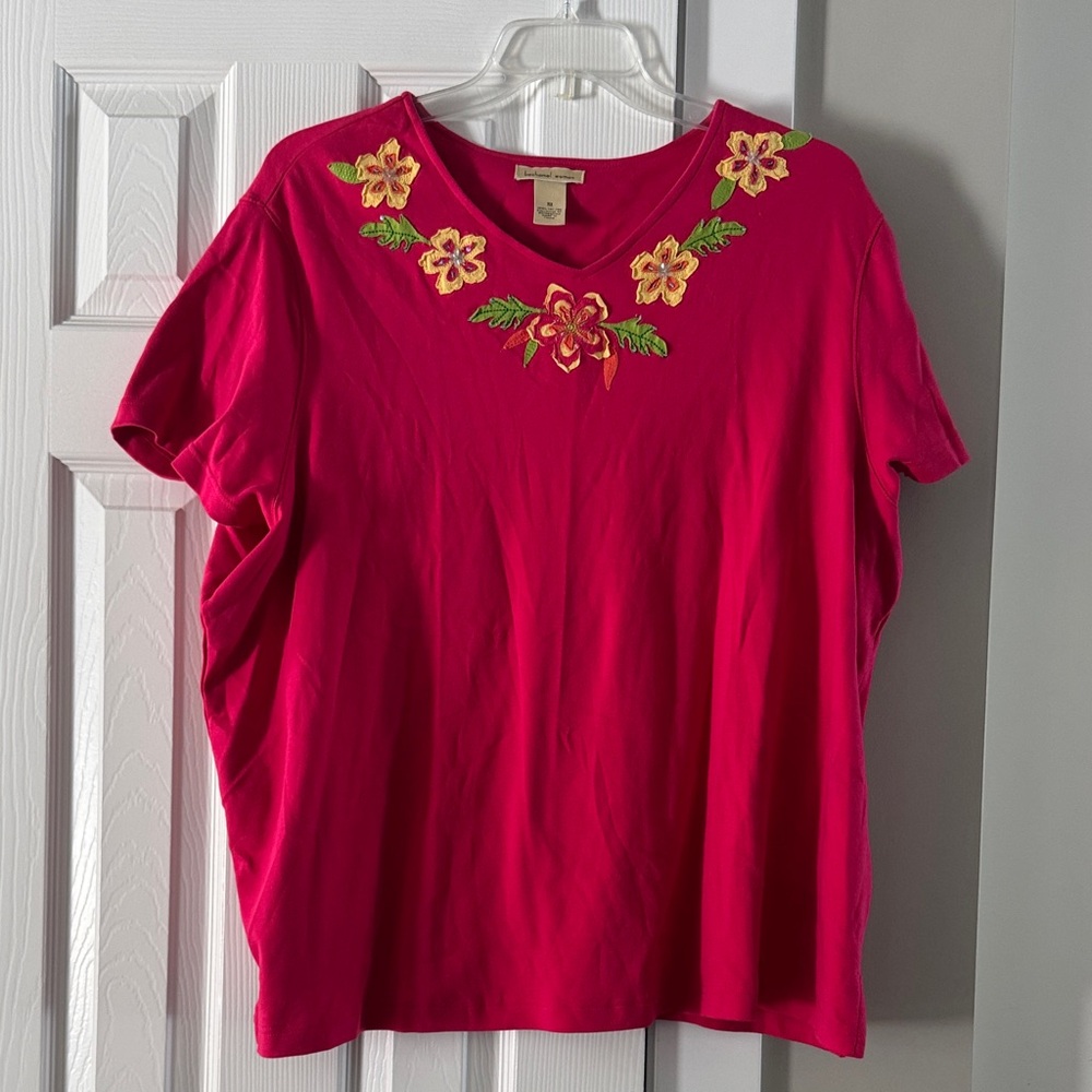 Bechamel Pink Floral Embroidered Top